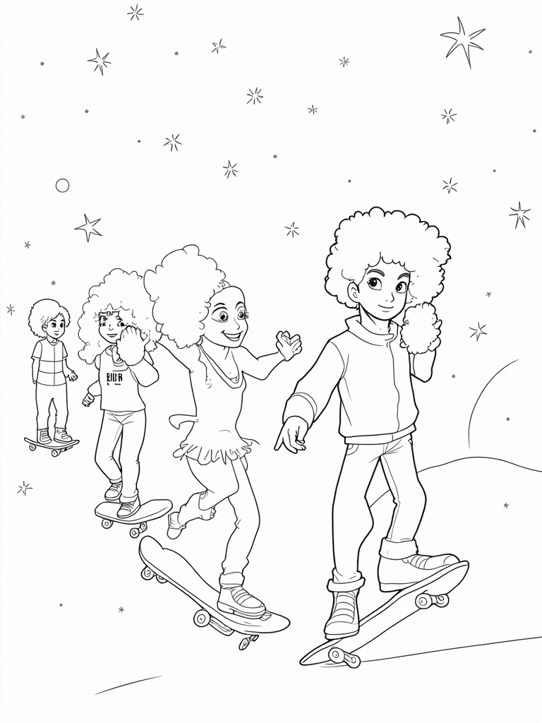 Rainbow High skateboarding in space
