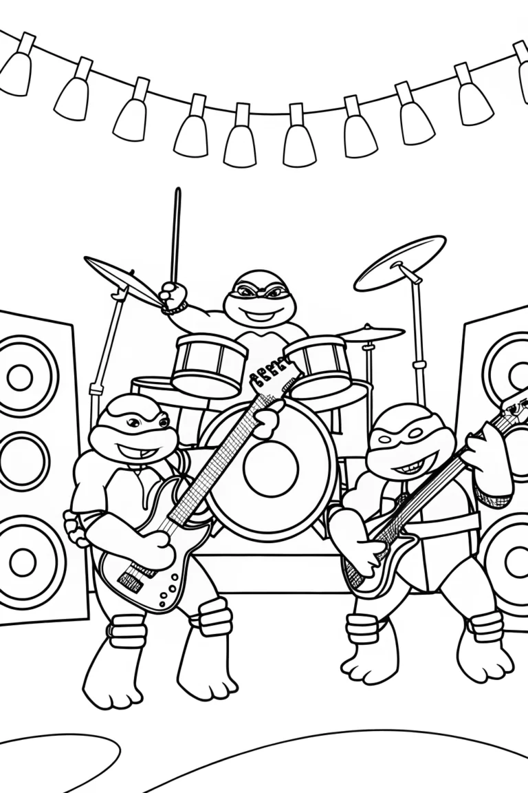 TMNT rock band adventure coloring pages