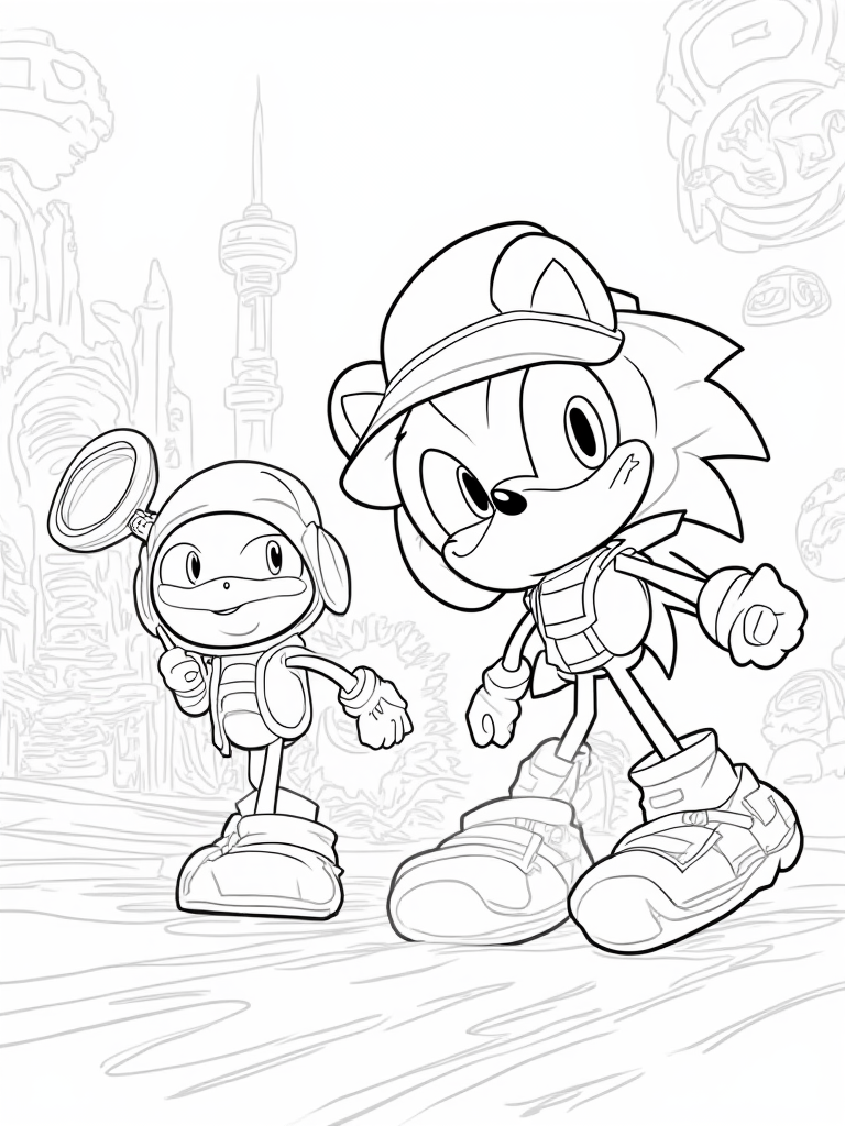 Super Sonic detective chase coloring pages
