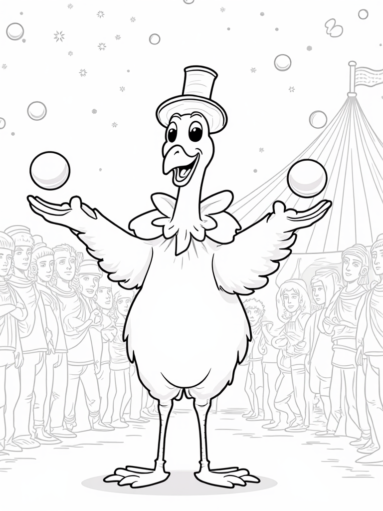 Turkey juggling at the circus coloring pages