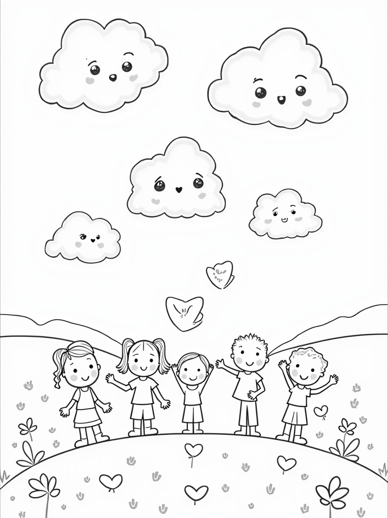 Clouds delivering love letters coloring pages