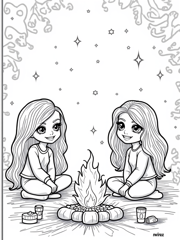 Bratz dolls camping under stars