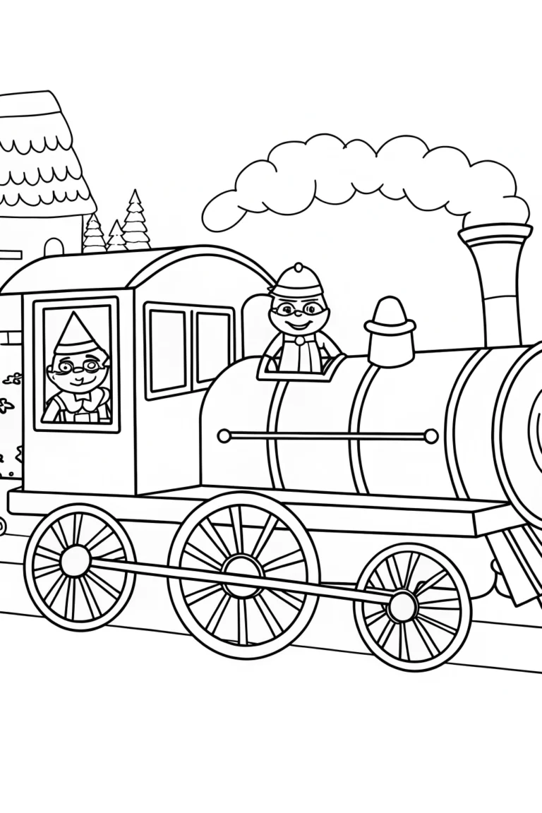 Turtles on a time-traveling train coloring pages