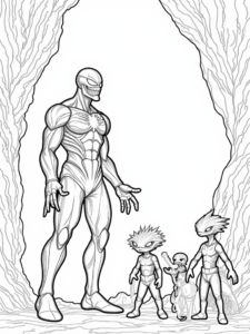 A coloring page of Venom in the crystal caverns