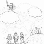 Leonardo riding a fluffy cloud