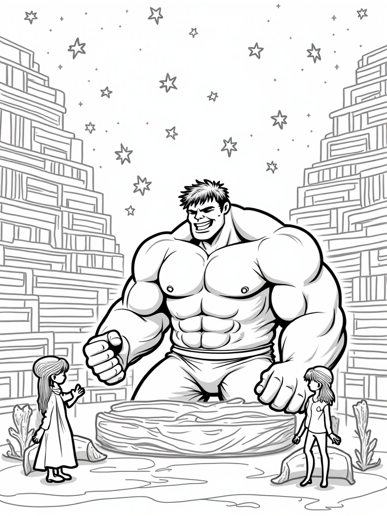Hulk as a cosmic librarian coloring pages