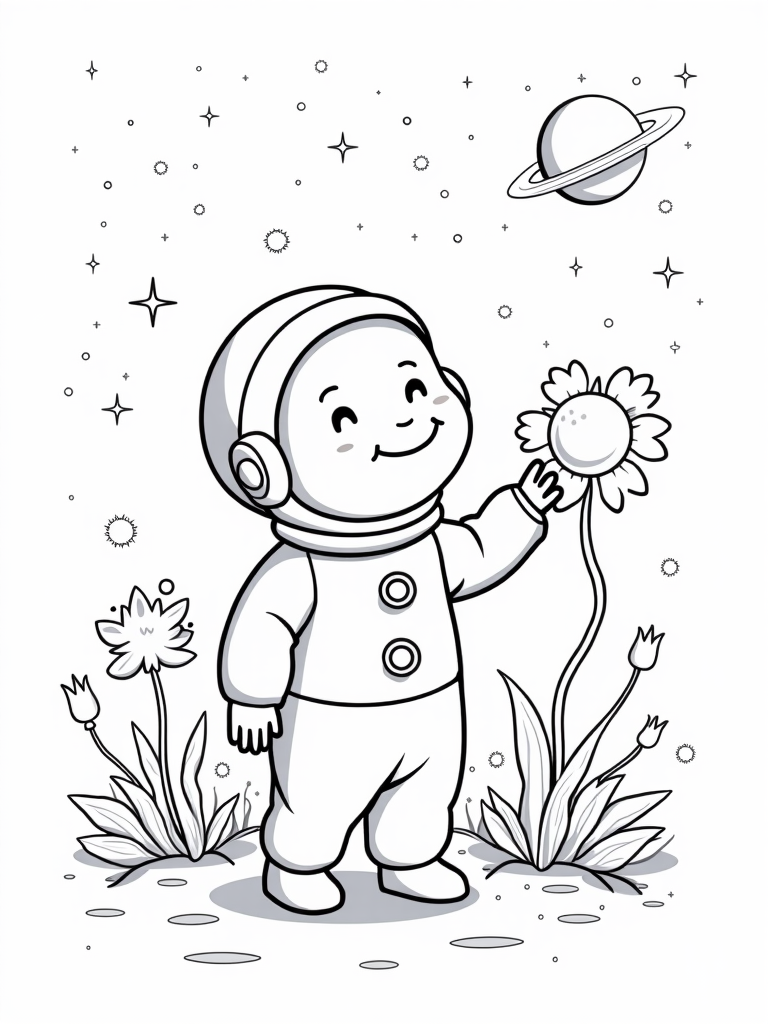 Baby exploring a space garden