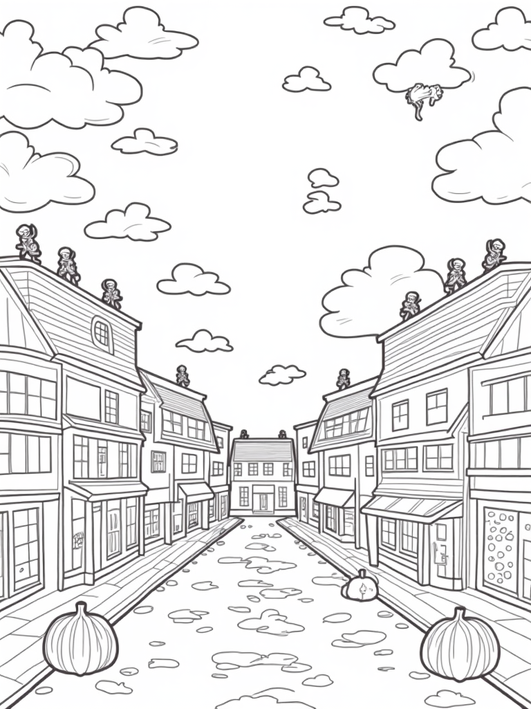 Thanksgiving in the upside-down town coloring pages