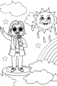 A coloring page of Super Sonic’s weather forecast