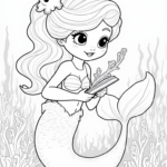 Mermaid studying ocean plants