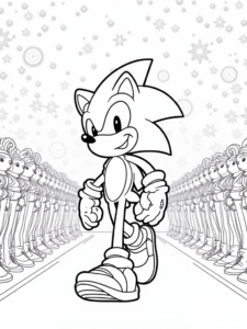 A coloring page of Super Sonic’s fashion show