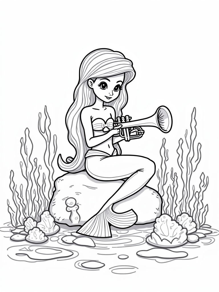 Little mermaid crafting music coloring pages