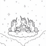 Unicorns having a tea party