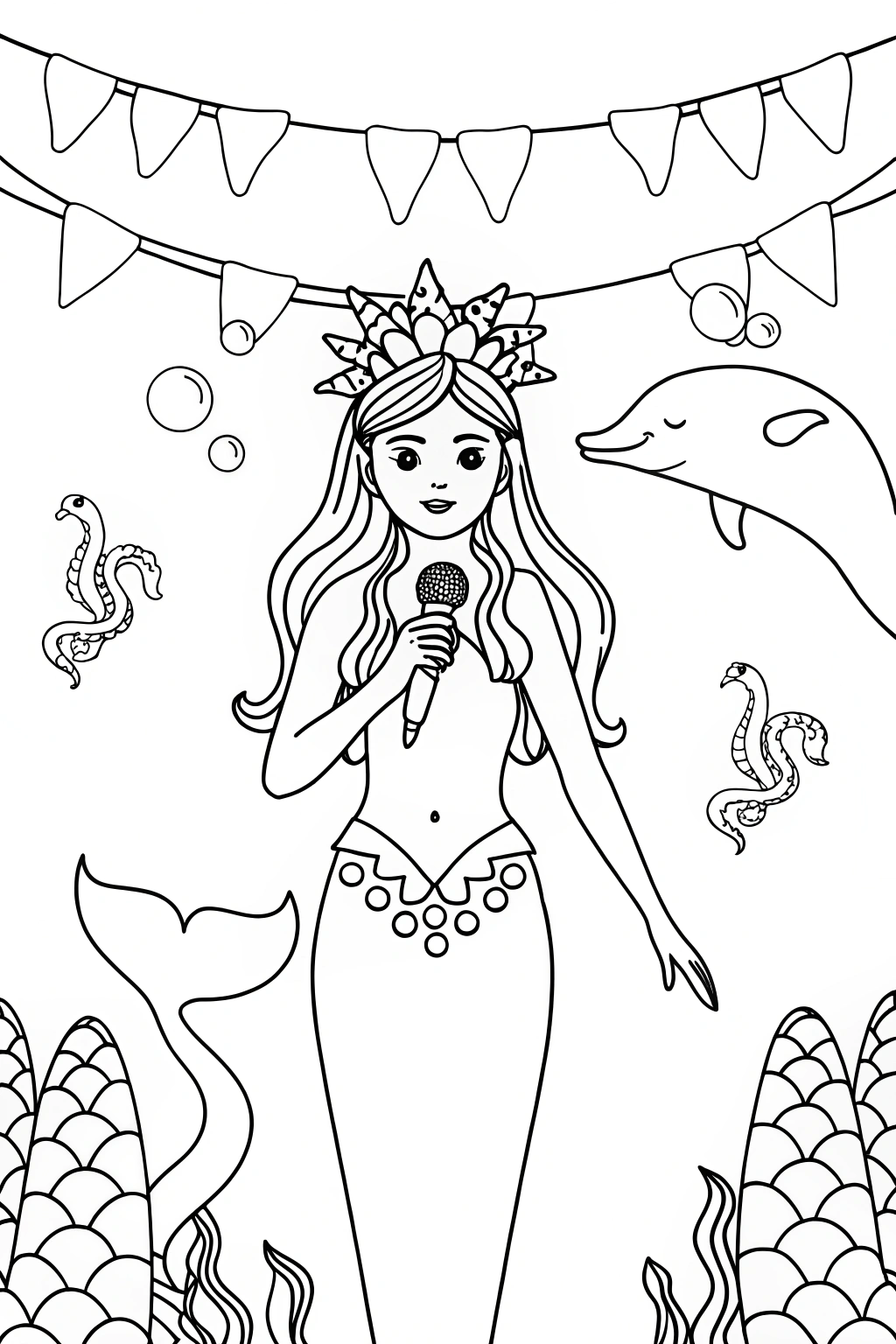 Mermaid’s Festival of Oceanic Wonders Coloring Page