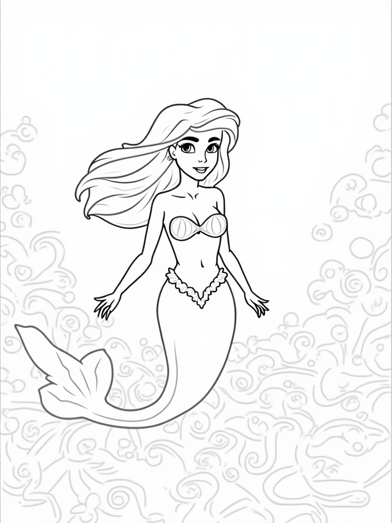 Mermaid navigating ocean currents coloring pages