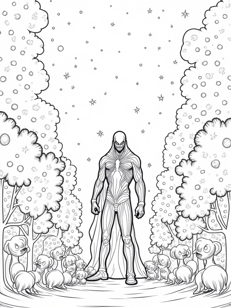 Venom in a cosmic orchard coloring pages