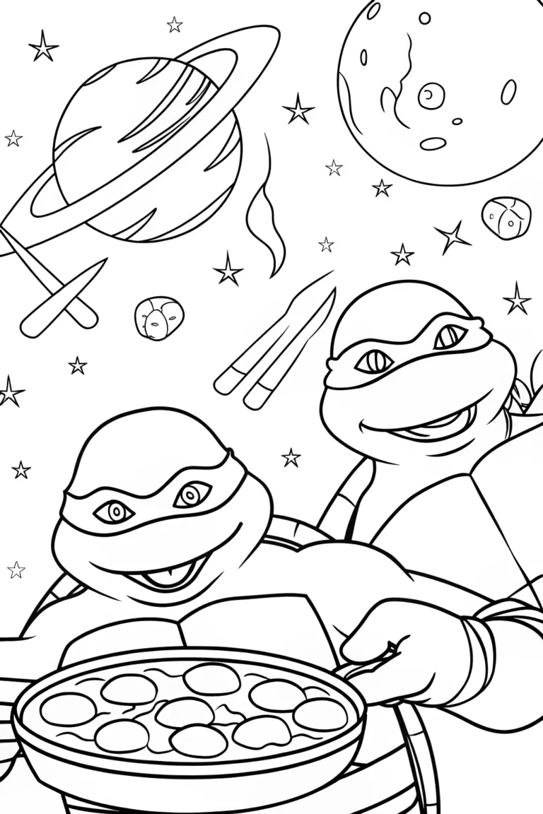 Ninja Turtles cosmic cooking contest coloring pages