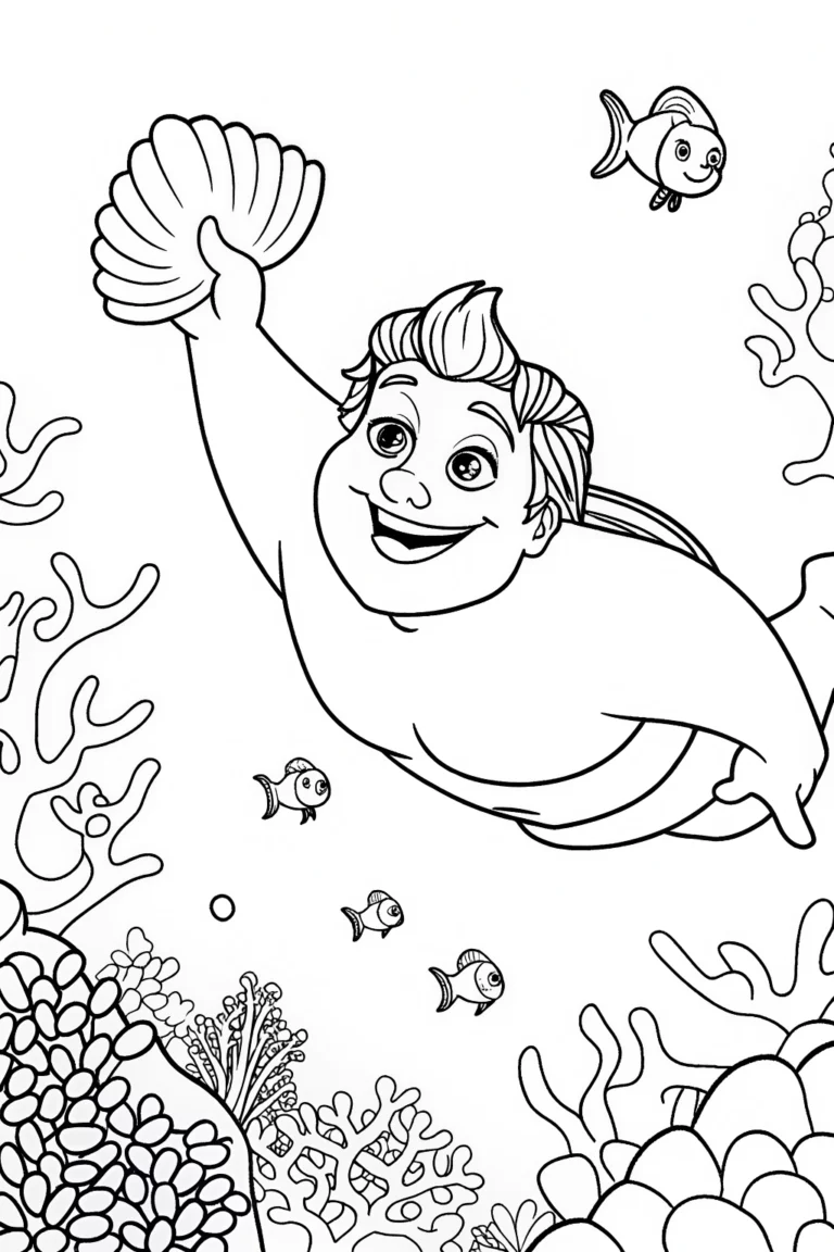 Hulk swimming in the underwater kingdom coloring pages