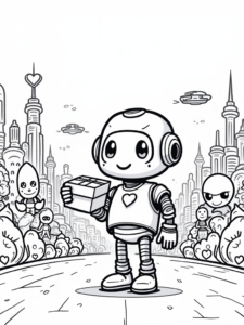 Robot delivering heart-shaped packages
