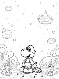 Yoshi gardening on an alien planet