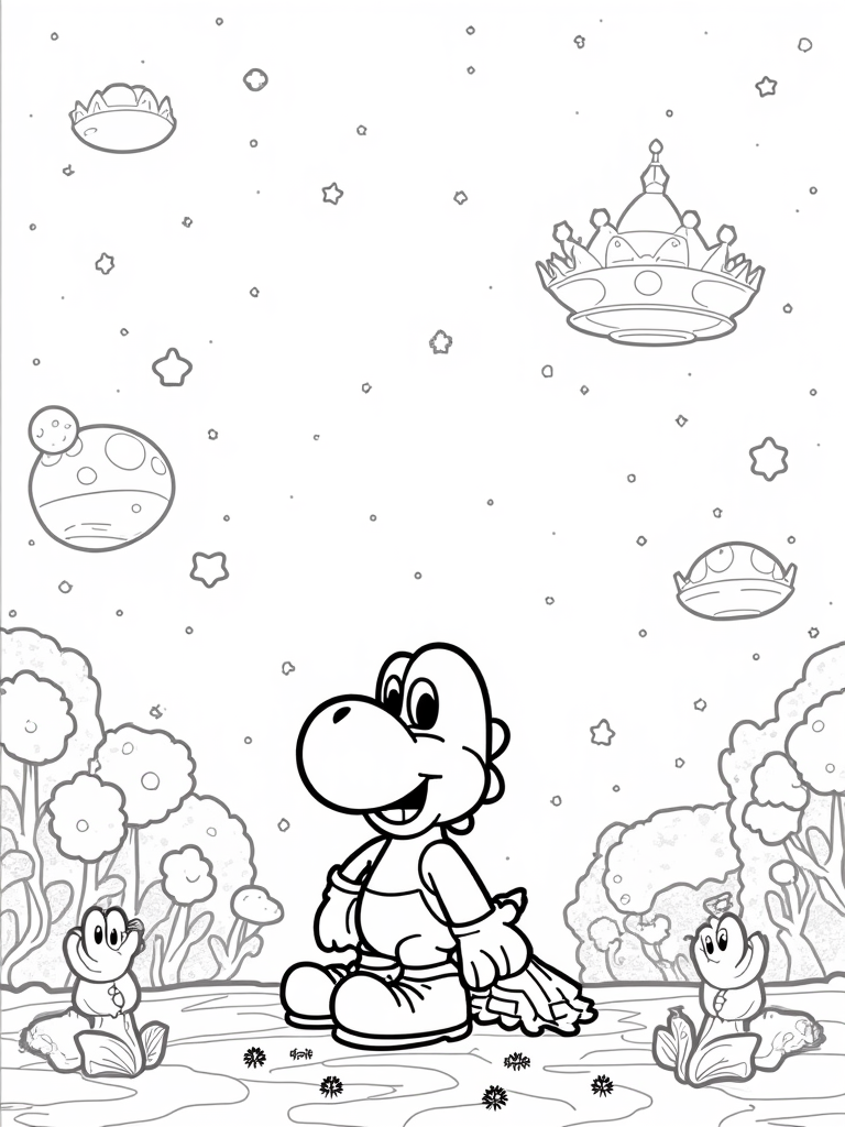 Yoshi gardening on an alien planet