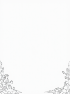 A coloring page of Little mermaid tea party