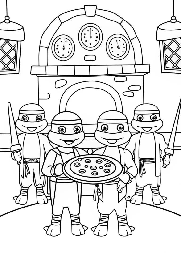 Teenage Mutant Ninja Turtles pizza fun coloring pages