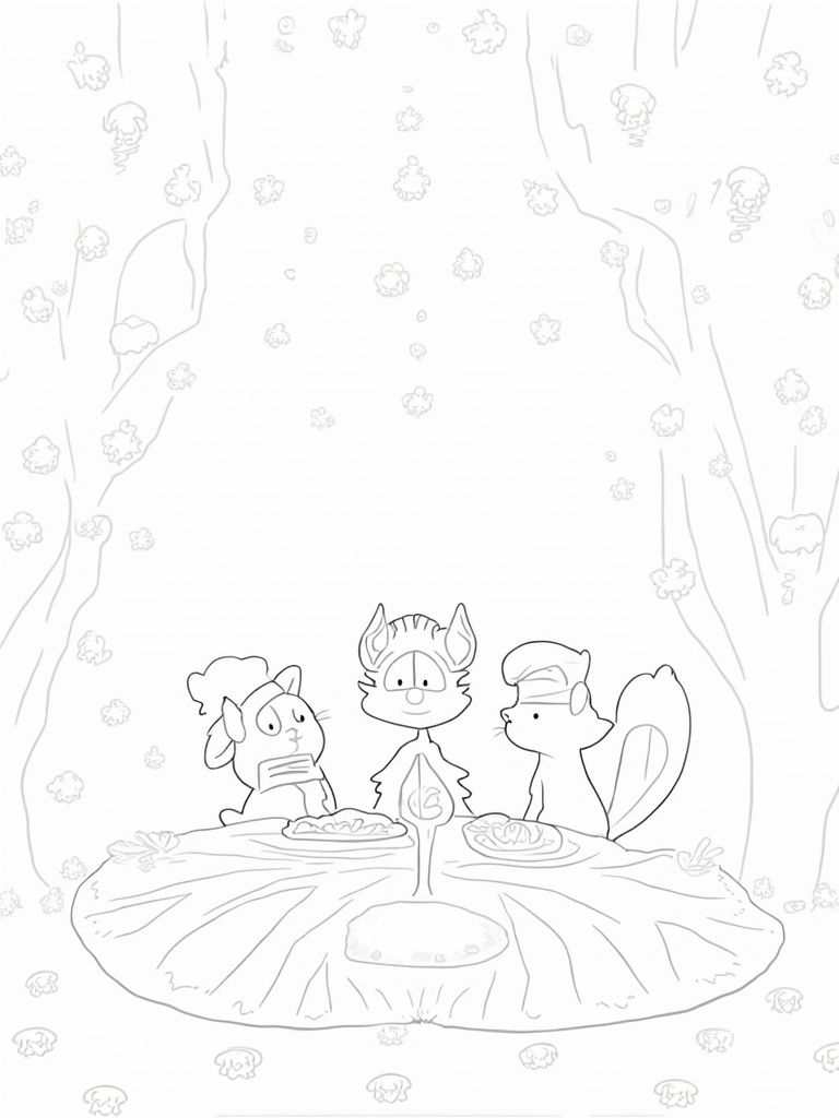 Thanksgiving celebration with friends coloring pages