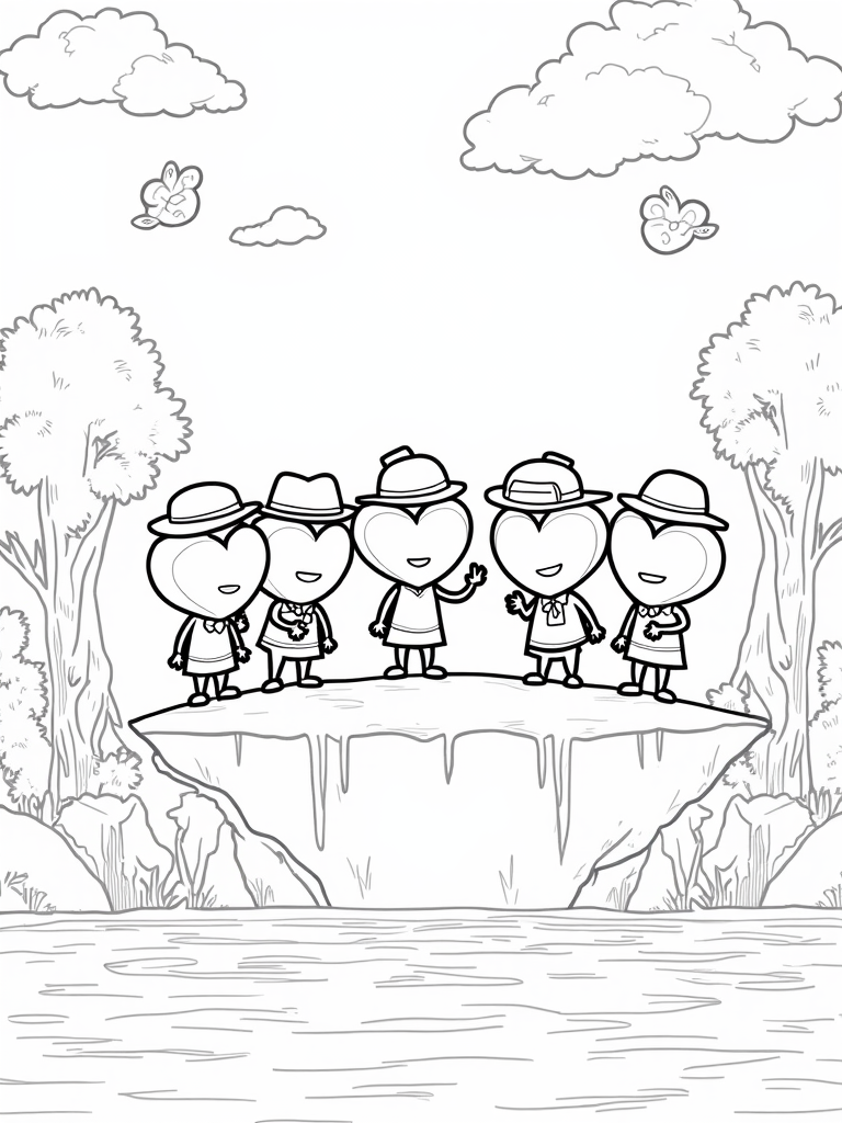 Heart explorers on a floating island