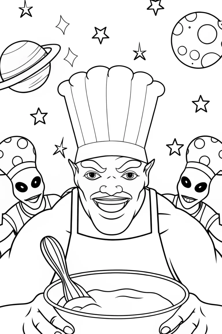 Hulk baking in outer space coloring pages