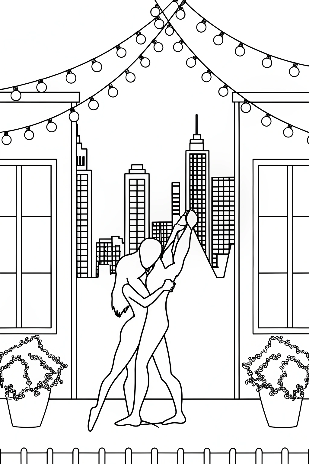 Dancers on a moonlit rooftop