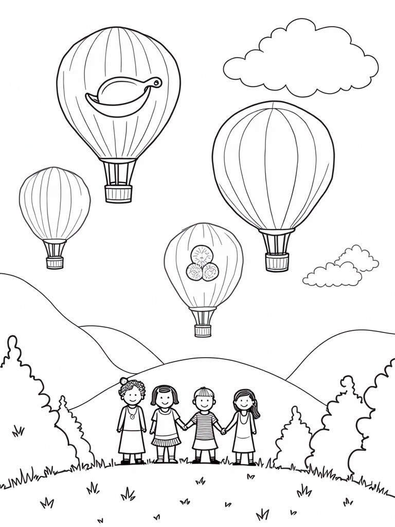 Thanksgiving around the world balloons coloring pages