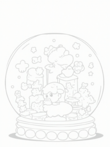 Yoshi inside a snow globe