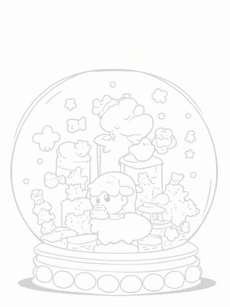 Yoshi inside a snow globe coloring pages