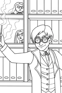 A coloring page of Venom as the librarian