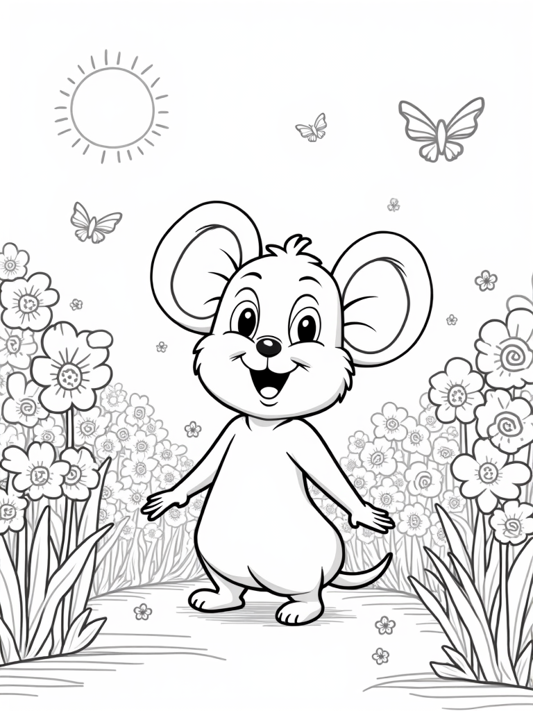 Milo the Mouse in a musical garden