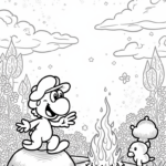 Yoshi storytelling by the campfire