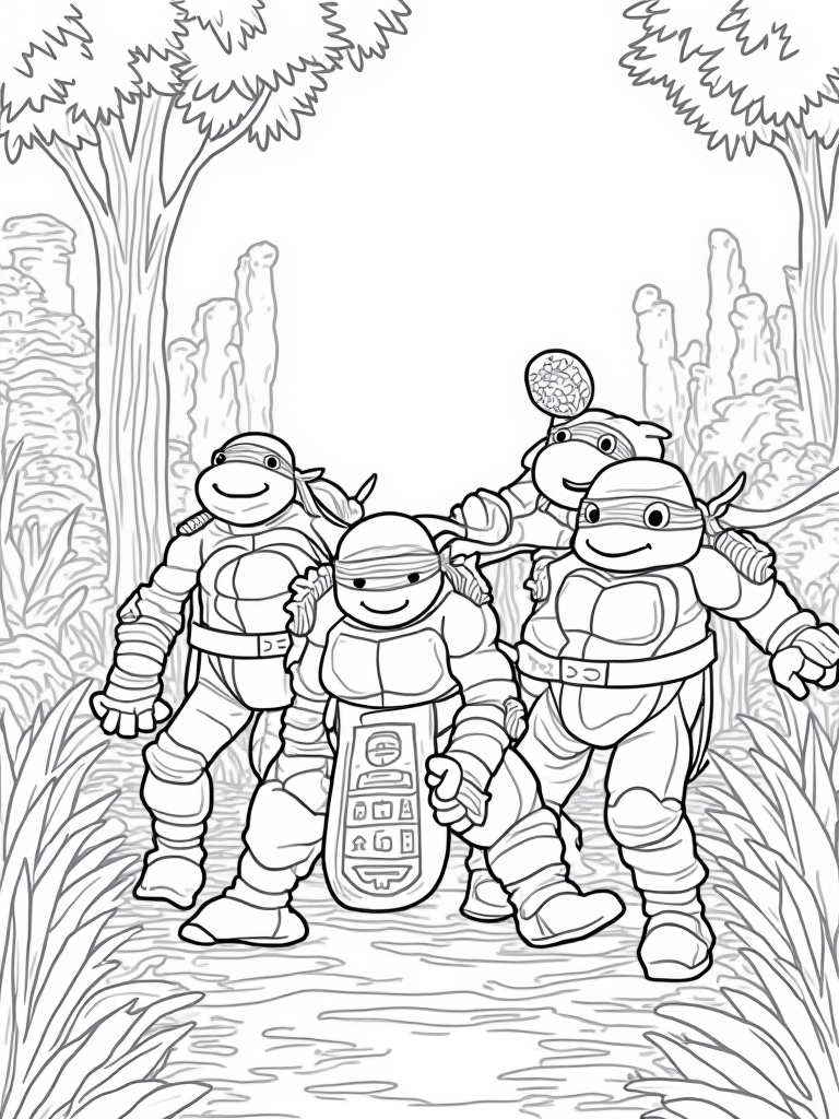 Teenage Mutant Ninja Turtles treasure hunt coloring pages
