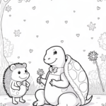 Tortoise and hedgehog in a garden