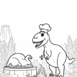 T-Rex cooking a Thanksgiving feast