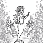 Mermaid concert in coral forest