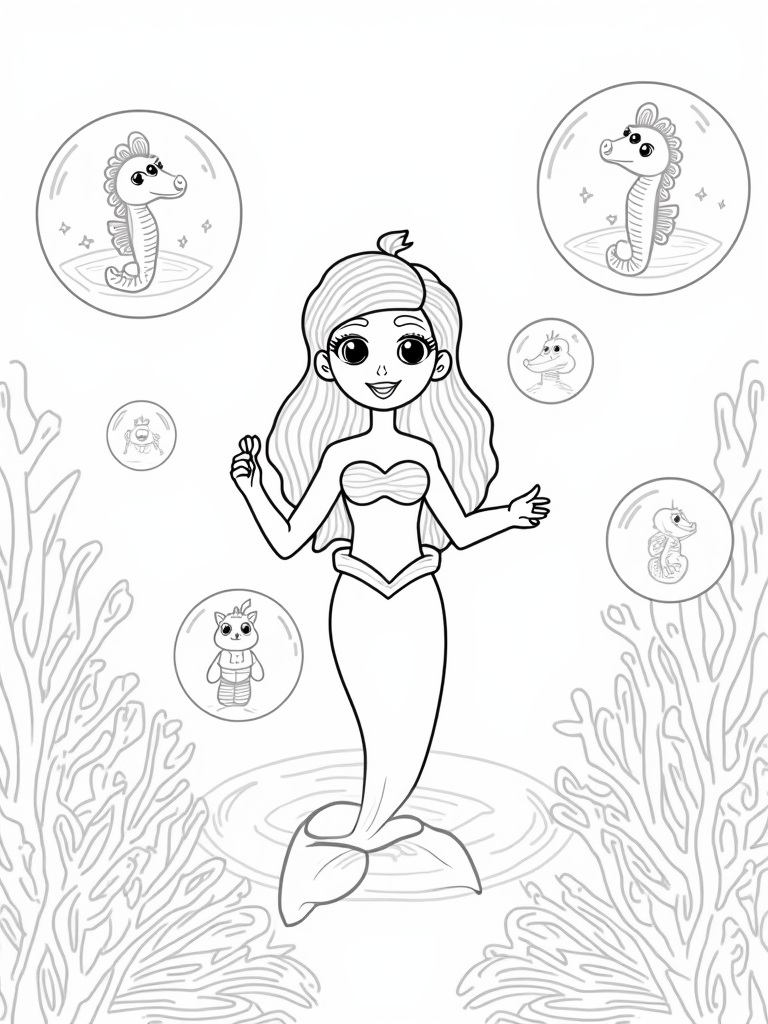 Little mermaid bubble parade coloring pages