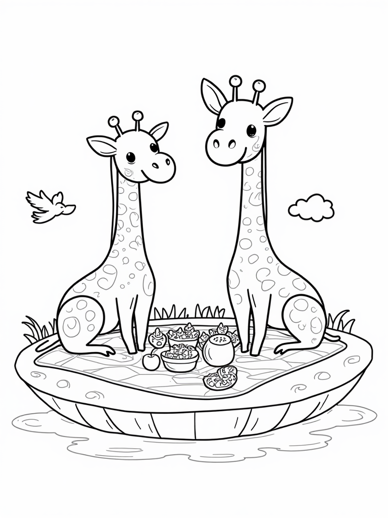 Giraffes having a picnic