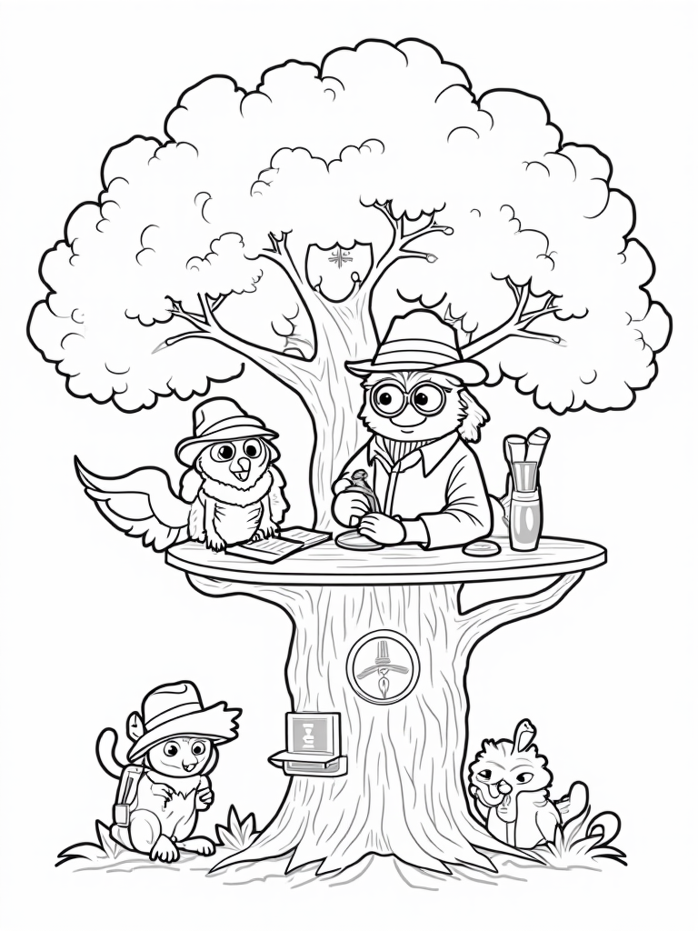 Animal superheroes in a treehouse