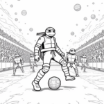TMNT playing soccer in space