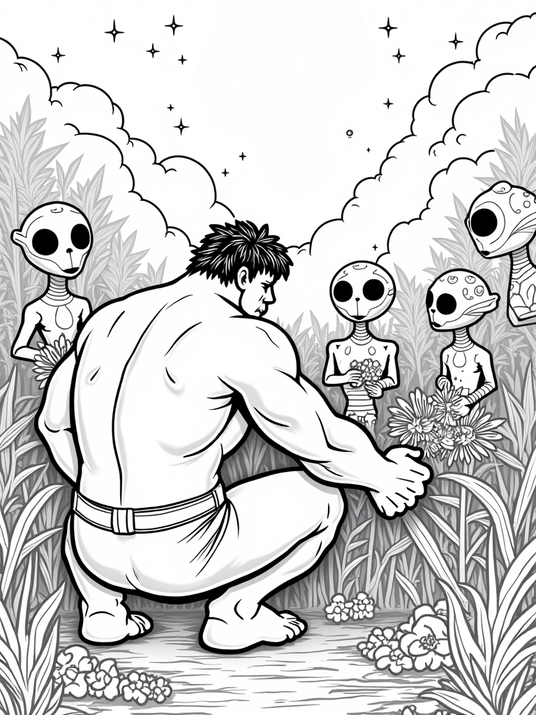 Hulk gardening on an alien planet coloring pages