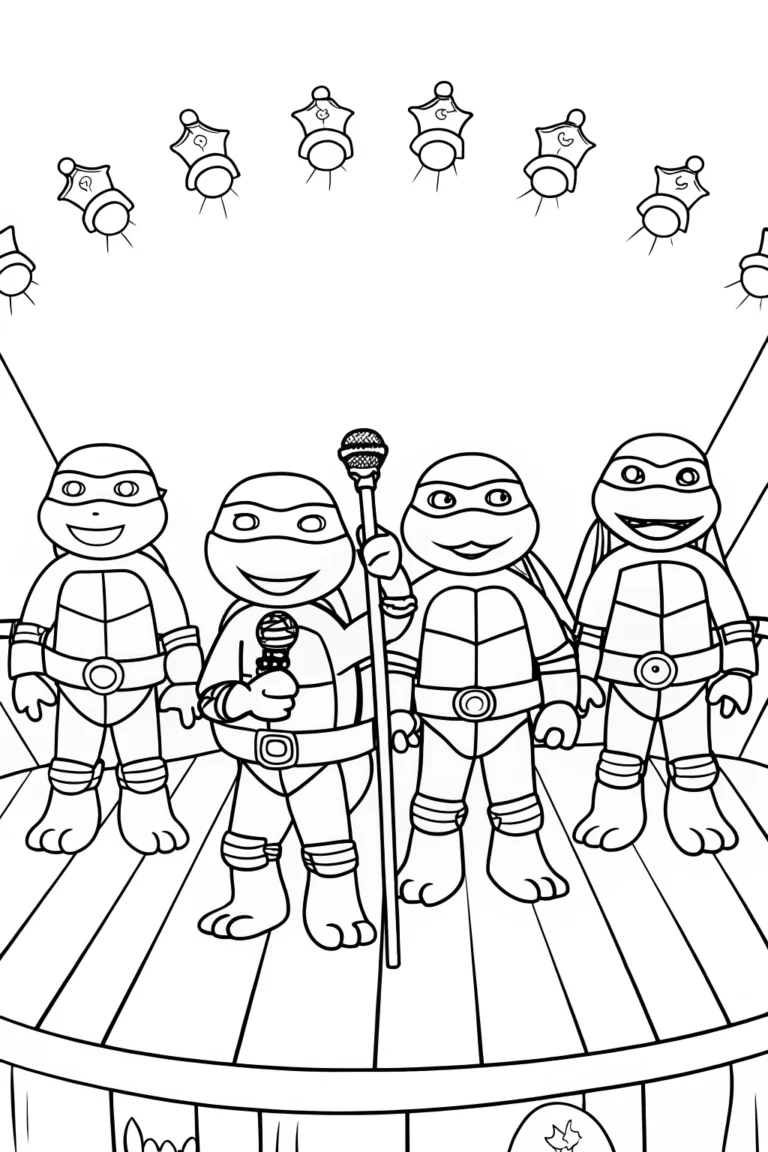 Teenage Mutant Ninja Turtles talent show coloring pages