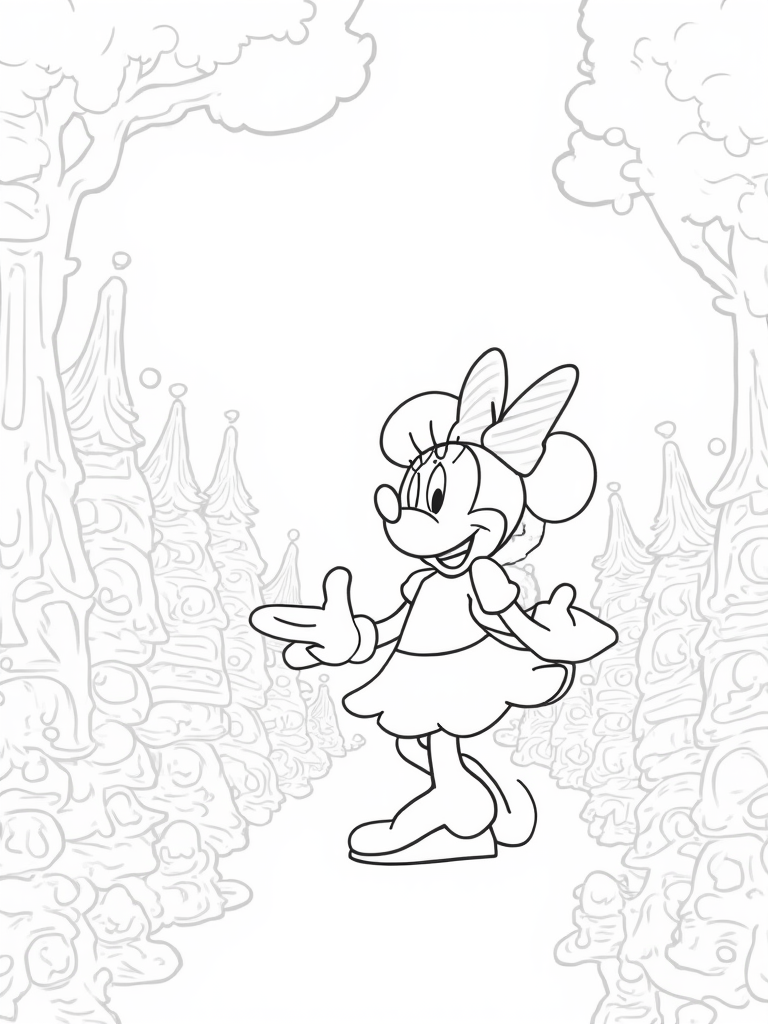 Minnie Mouse in a candy forest