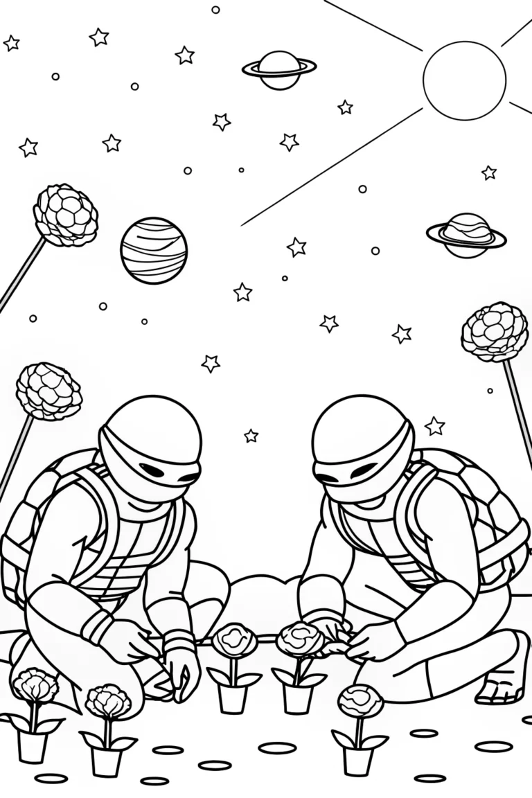 Teenage Mutant Ninja Turtles gardening coloring pages