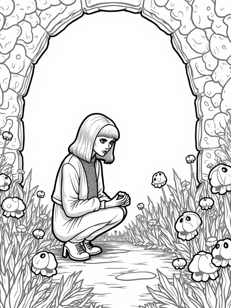 Wednesday in the enchanted garden coloring pages